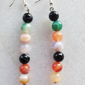 New 7 Chakras Round Stone Dangle Earrings.